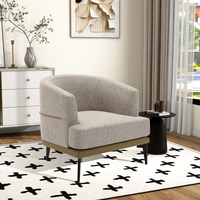 Jefford Upholstered Barrel Chair, Mustard Leather