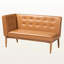 Banc Imre avec revêtement en similicuir brun clair et bois au fini noyer, H 31,6 po x l 73,25 po x P 53,25 po