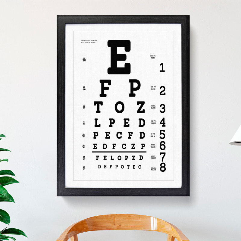 Eye Test Chart - Framed Print, 36cm H x 27cm W x 2cm D, Black