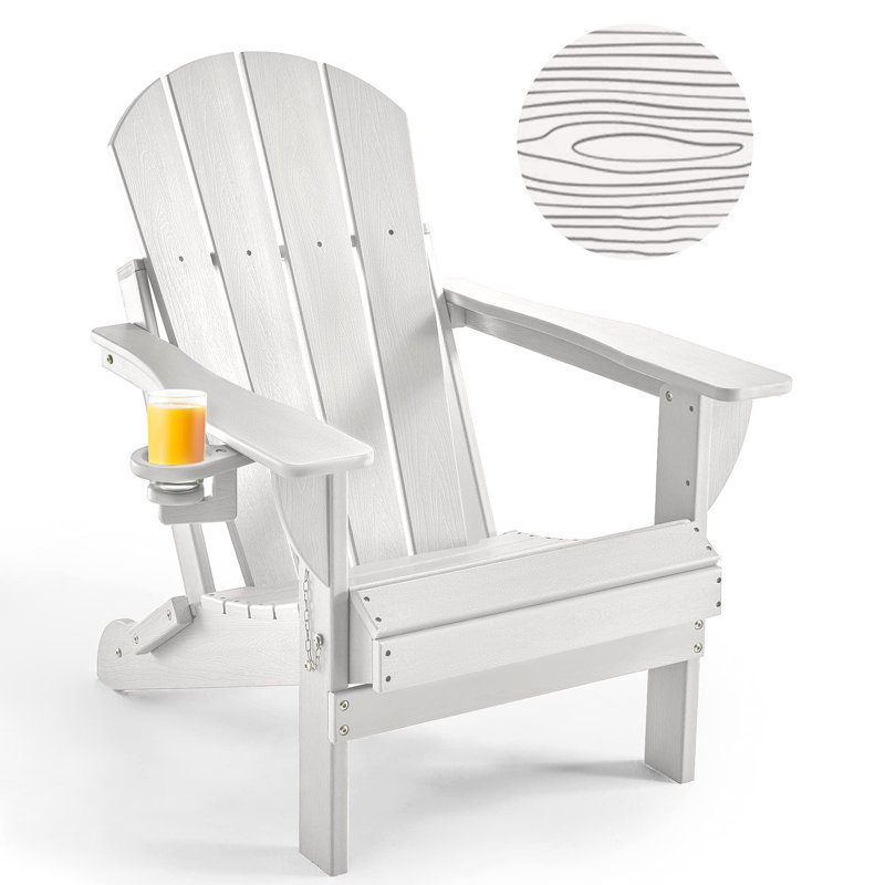 Chaise Adirondack pliante en PEHD pour patio, Blanc