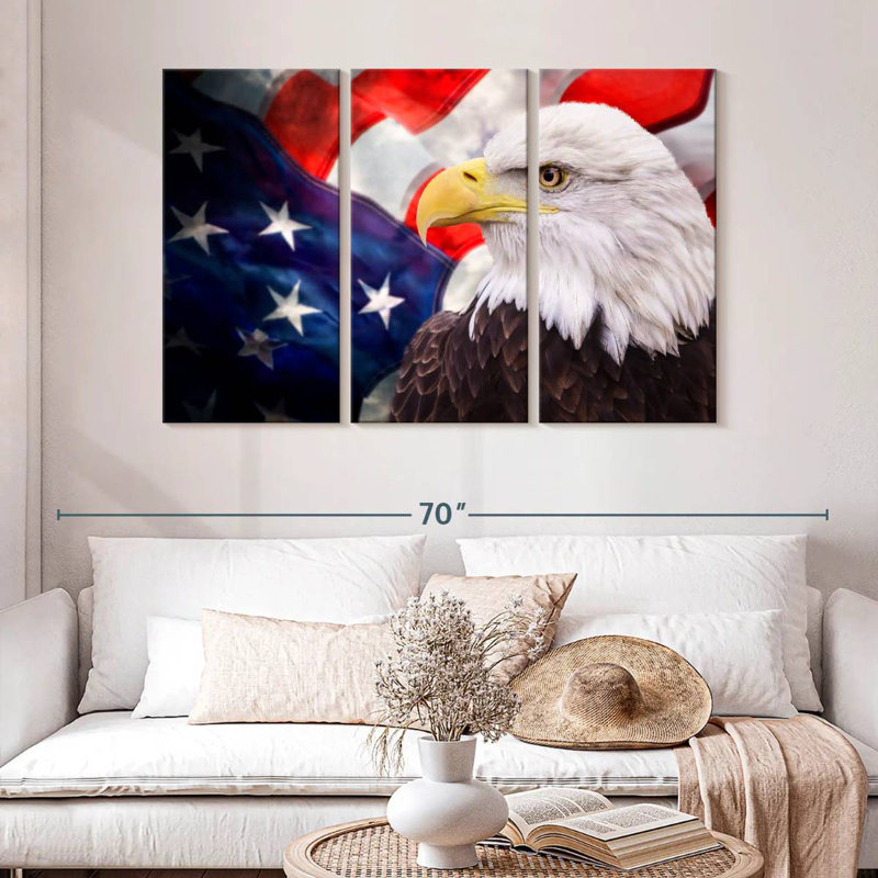 Brampt USA Flag And American Eagle, 32" H x 50" W