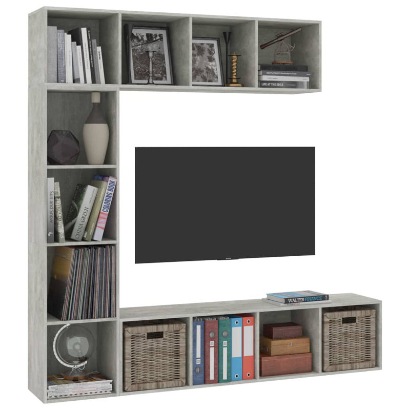Gratiano Unfinished Entertainment Centre for TVs up to 65", Concrete Grey