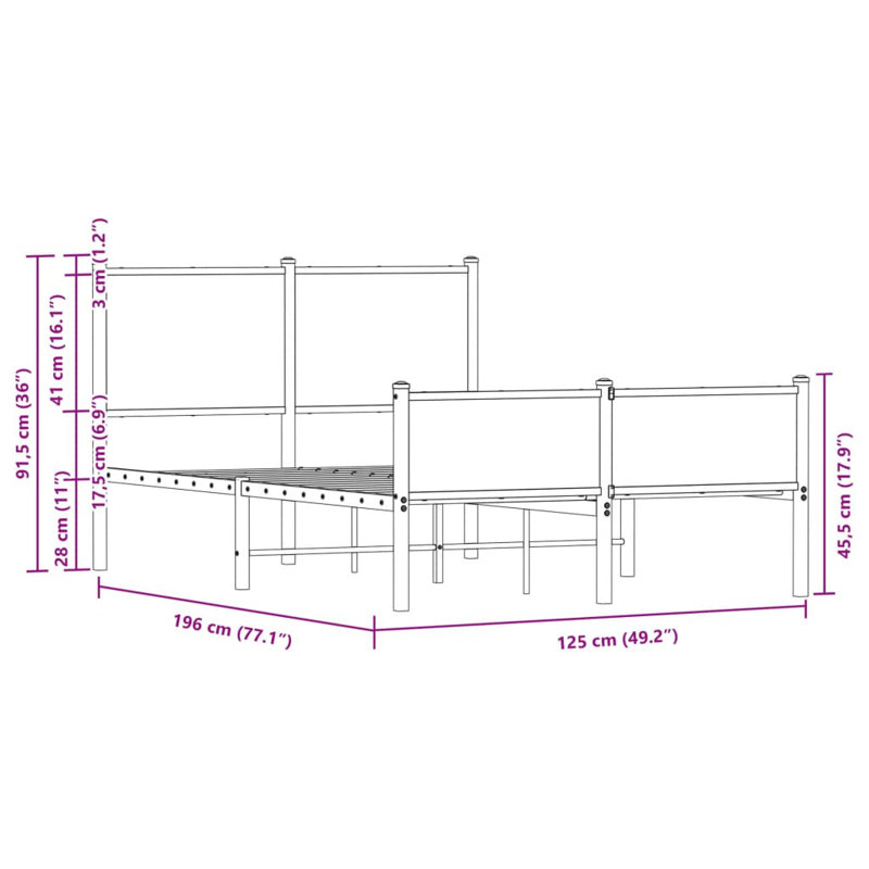 Alegna Bed Frame, 91.5cm H x 198cm W x 207cm L, Brown Oak