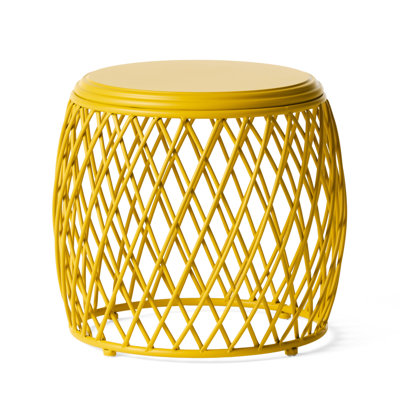 Enchanting Matte Yellow Side Table, Detail Incorporated, 19.95"x19.95"x17.63",20 Lbs Max Weight Capacity Glamorous Feature Accentuated, Load Increase