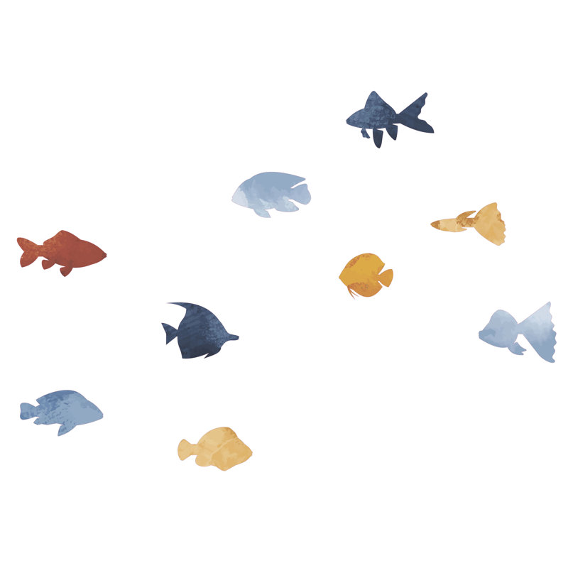 Adhésif décoratif poissons sous la mer, H 14 po x l 20 po
