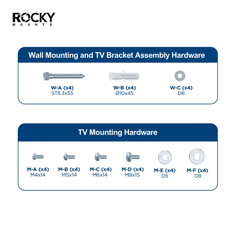 Support mural inclinable Rocky à profil bas pour téléviseurs de 32" à 90", capacité de 54 kg, VESA max. 600 x 400 mm