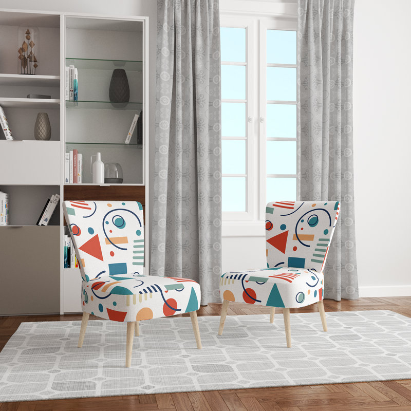 Chaise d'appoint rembourrée multicolore à motif géométrique tendance