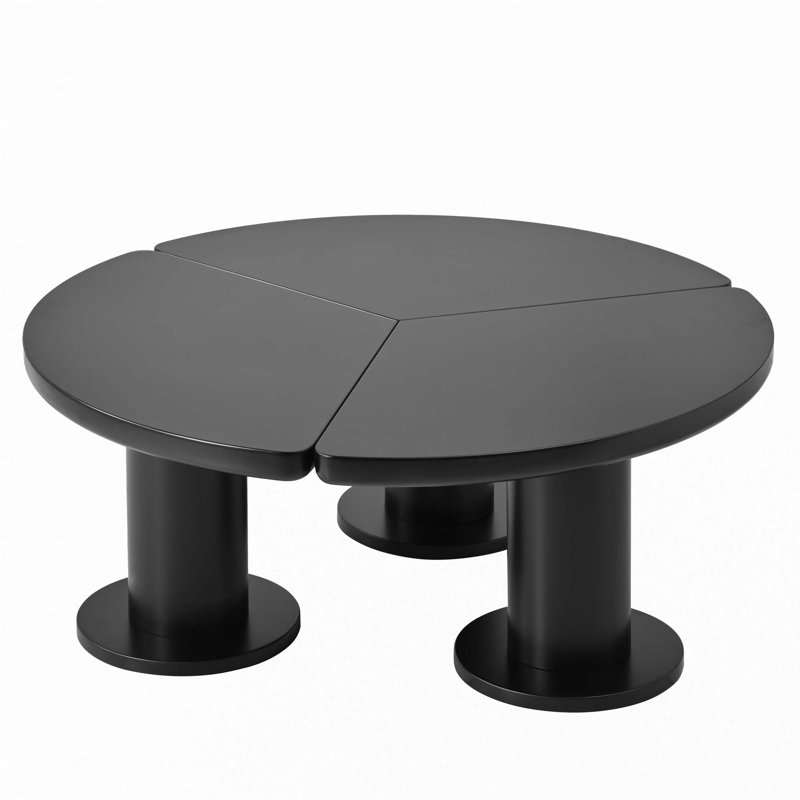 39.4" Round Petal-Shaped Coffee Table, Black