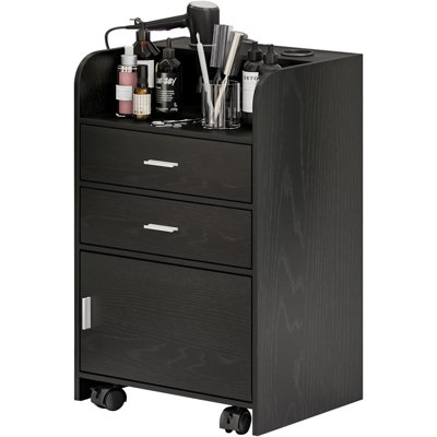 Thame Salon Station for Hair Stylist,Salon Station Storage Cabinet on Wheels, Salon Table with 2 Drawers, Stylist Storage Cabinet, Rolling Beauty Station with 2 Hair Dryer Holders