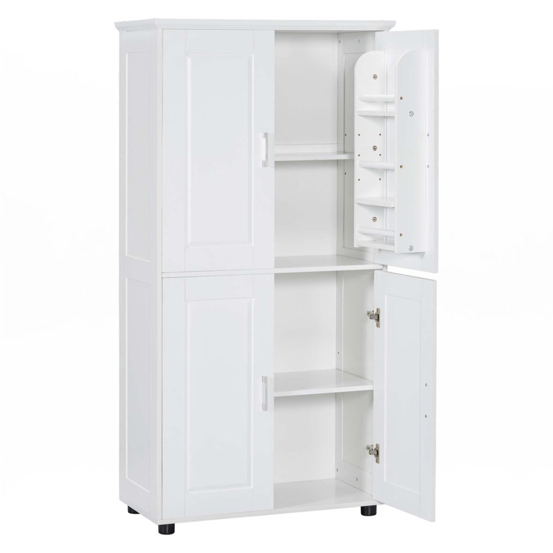 Freestanding Bathroom Storage Cabinet With 4 Doors, Adjustable Shelves
