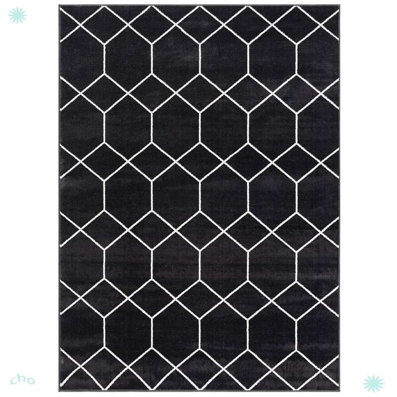 Tapis tissé à motif géométrique Trellis, Rectangle 8 pi x 10 pi