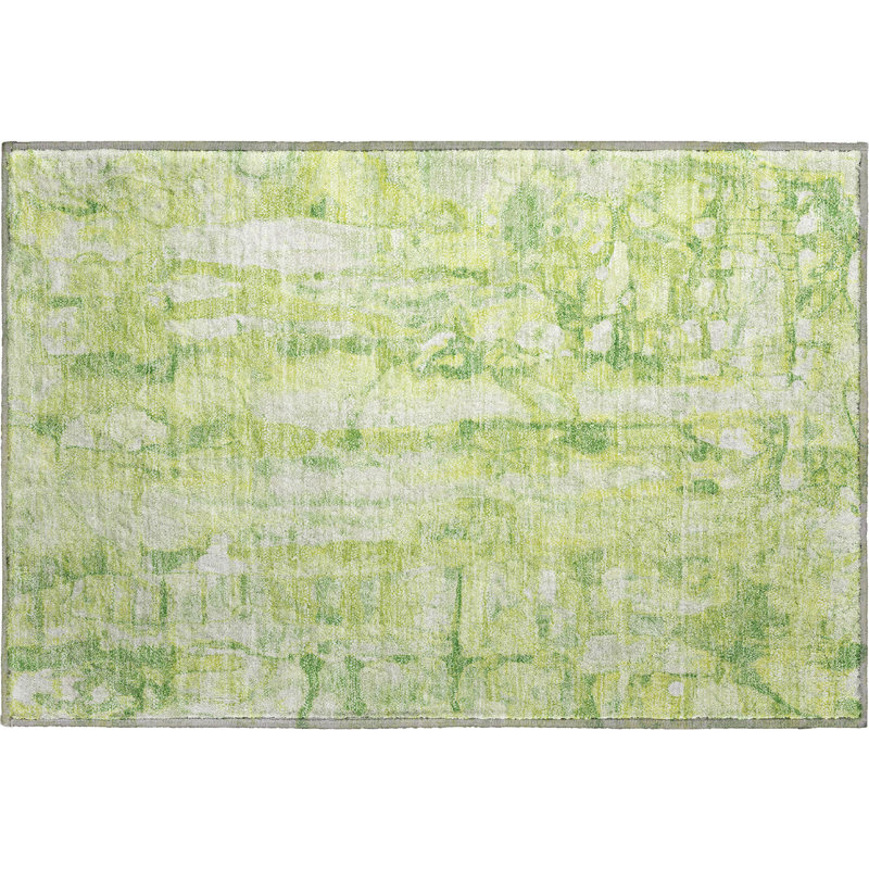 Premium Machine Washable Mayfield AMF2120 Abstract Rug, 1'8" x 2'6", Lime