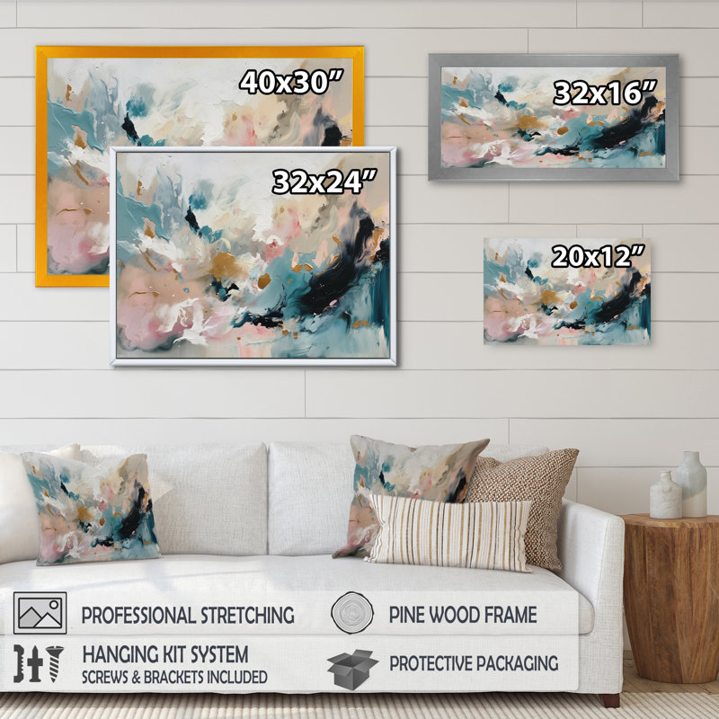Delicate Brushstrokes, peinture abstraite V - Reproduction d'art sur toile, H 30 po x l 40 po x P 1,5 po, Toile tendue