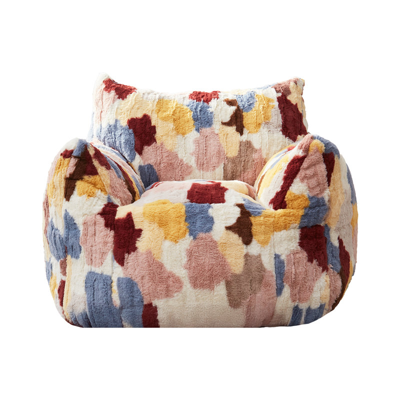 Faux Fur Bean Bag Chair with Foam Filling, Modern Lazy Sofa for Bedroom, Living Room, and Office, Tie-dyeing