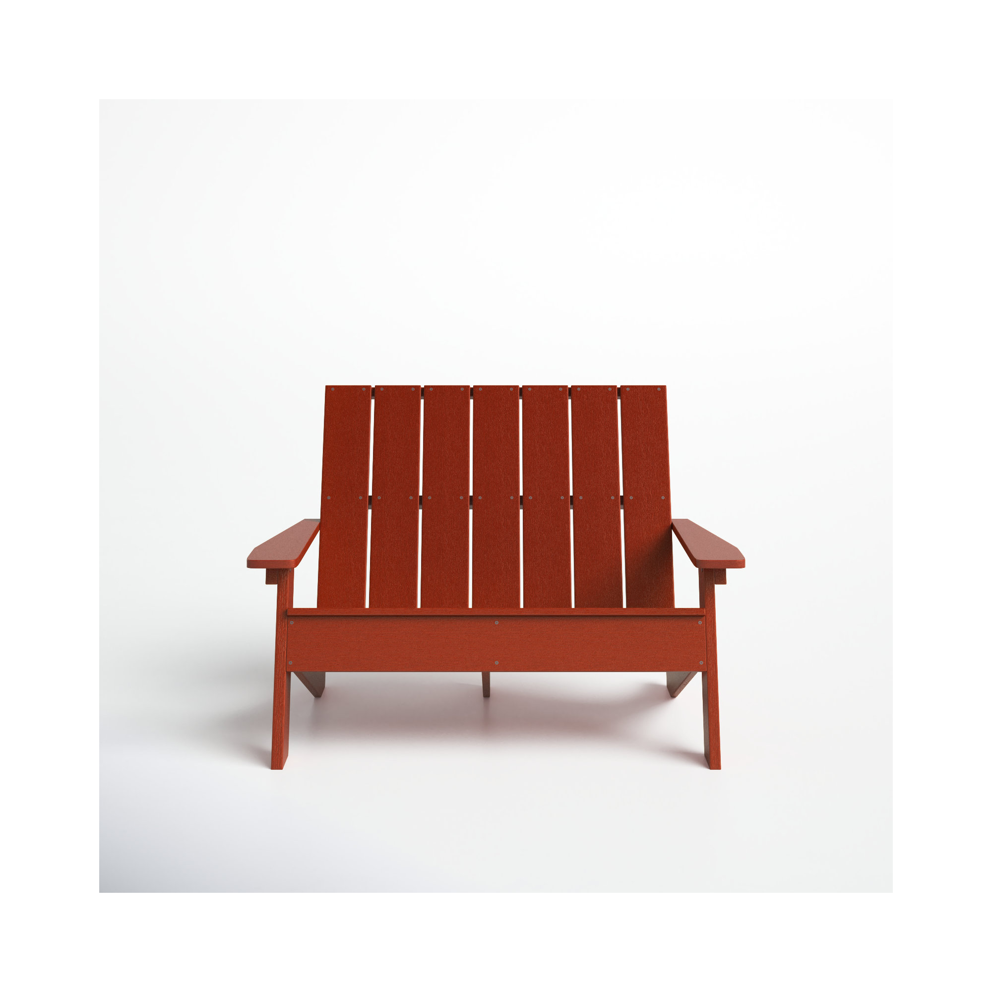 Byrnes Recycled Plastic Double Adirondack Loveseat, Rustic Red