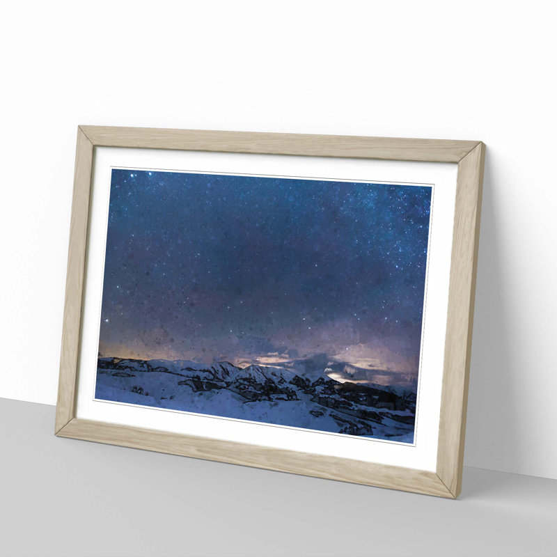 Star-Sprinkled Mountains - Picture Frame Graphic Art Print, 62cm H x 87cm W x 2cm D, Oak Framed