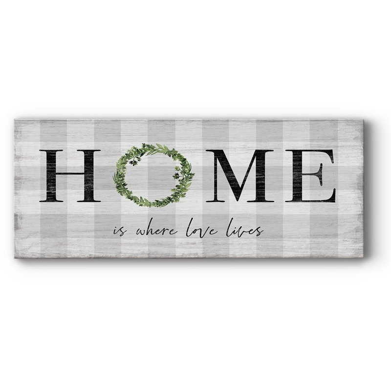 «Where Love Lives On Canvas», art textuel, H 24 po x l 60 po x P 1,5 po