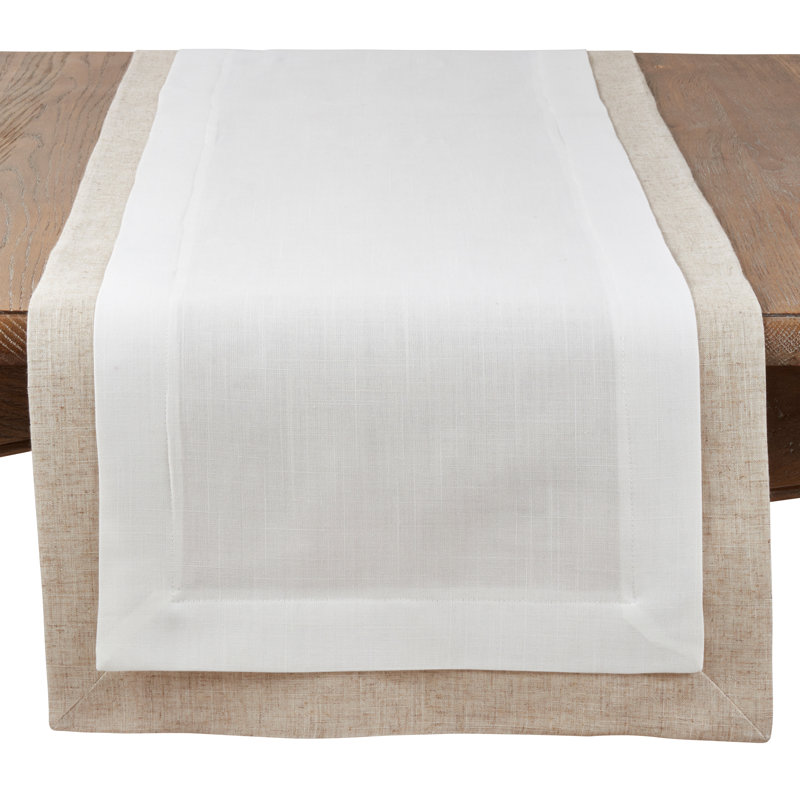 Pennock Thick Border Table Runner, Ivory, 18" x 120"