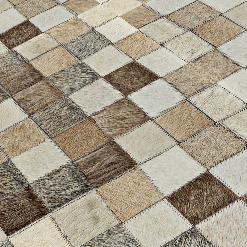 Hera Cowhide Geometric Area Rug, Rectangle 10' x 14'