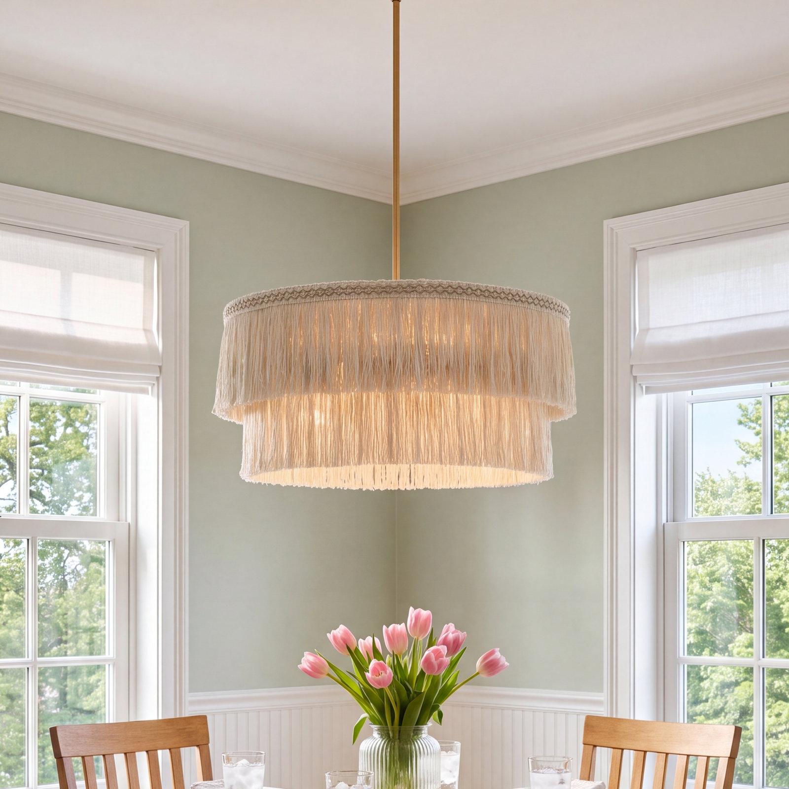 Aretha 5-Light Pendant In Natural Brass