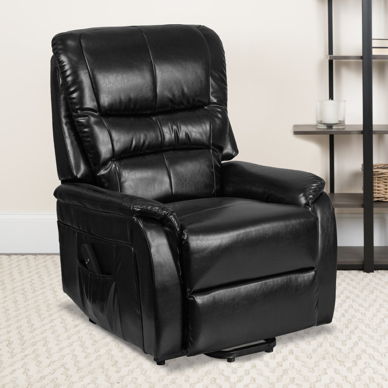 Fauteuil inclinable à redressement motorisé, Similicuir noir