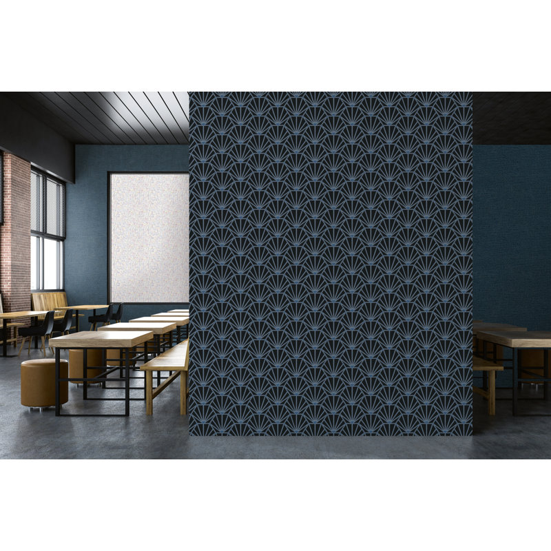 10.05m x 53cm Metallic Finish Wallpaper Roll, Black/Blue/White