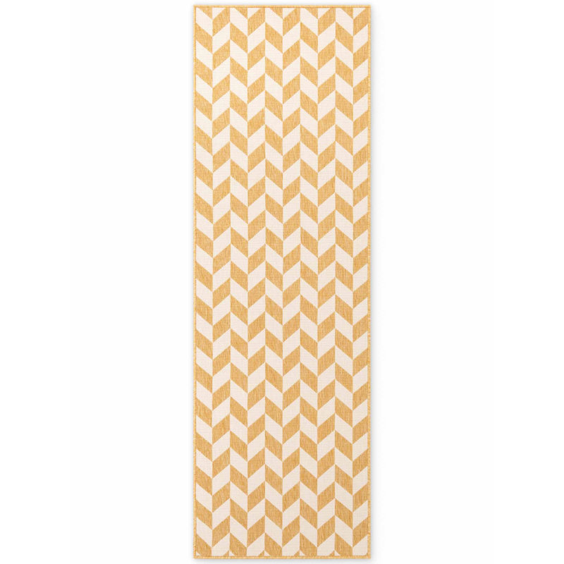 Runner Dequavion Geometric 80cm X 200cm Indoor / Outdoor Area Rug, Yellow