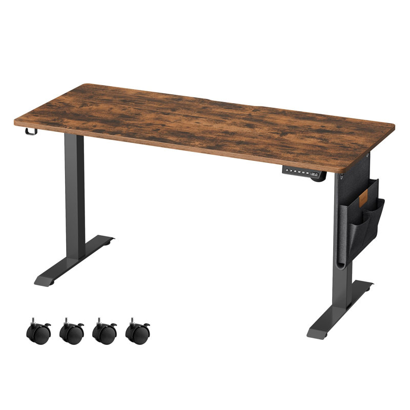 Anietra Adjustable Metal Base Computer Desk, 140cm W x 60cm D