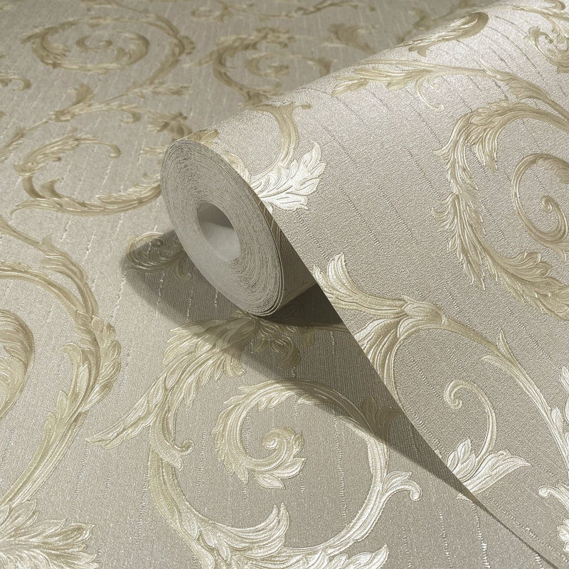 Ninti Industrial Effects Floral Swirl Pearlescent Wallpaper Roll 10.05cm x 53cm