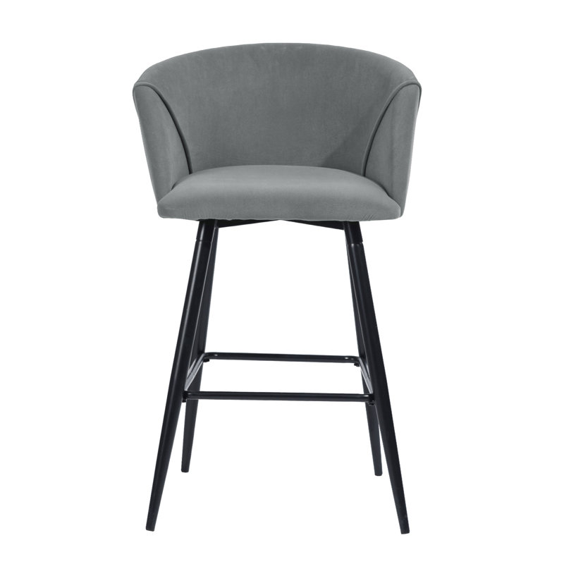 Meurer Upholstered Counter Stool with Metal Frame, Grey