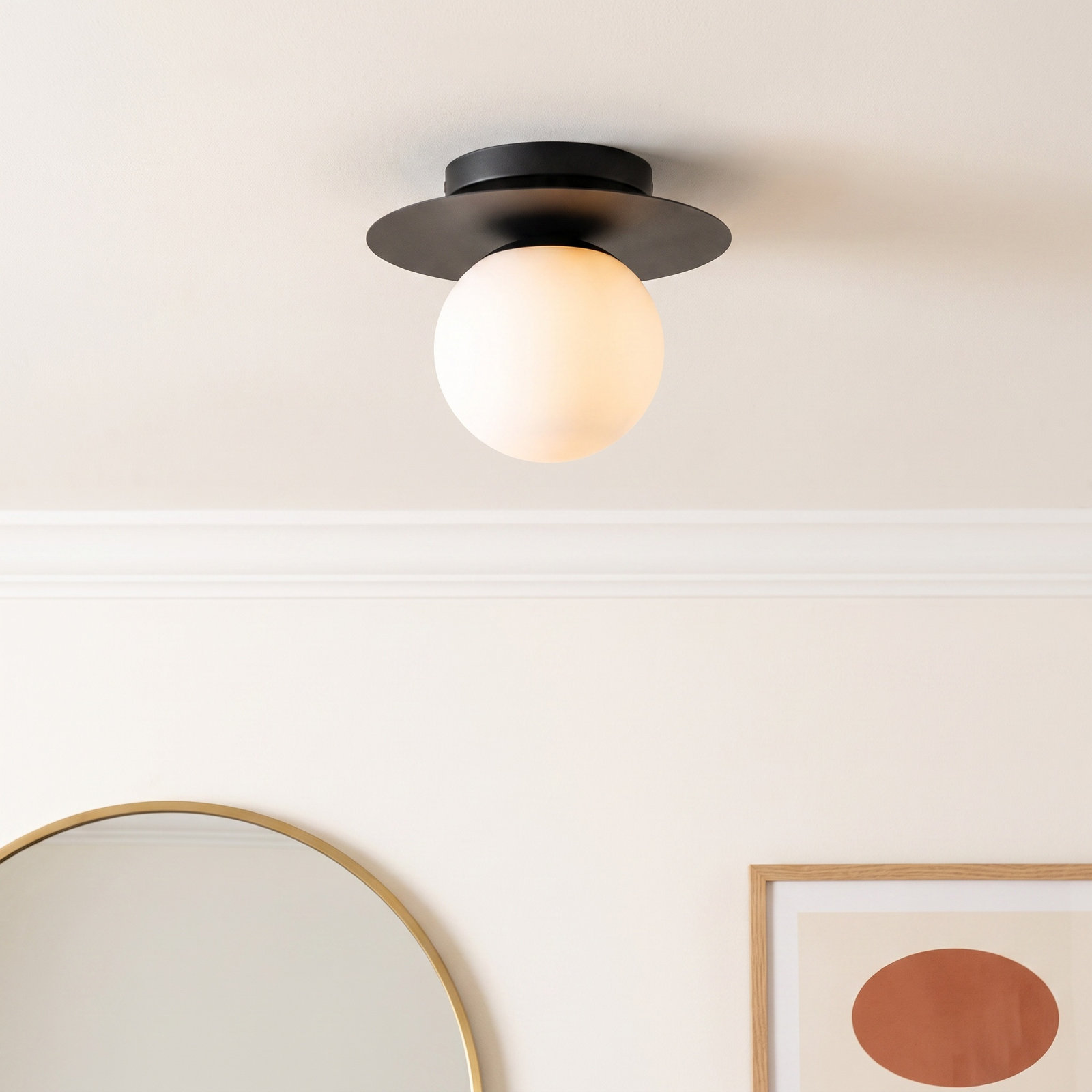 Nasim Single Light Glass Flush Mount, Black