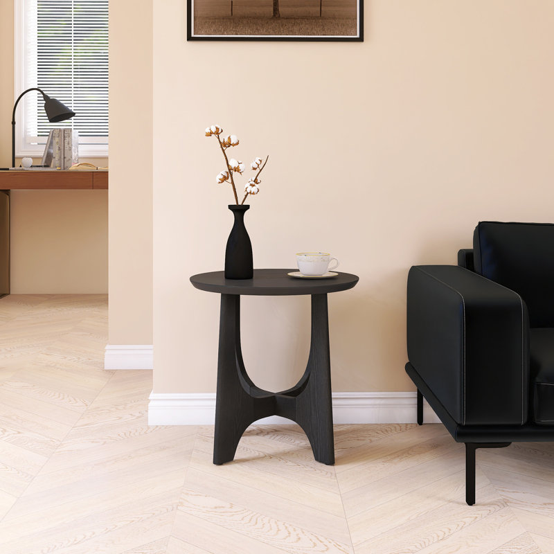 Table basse ronde pour le salon, H 24 po x l 25 po x P 25 po, Noir, noir, noir, noir