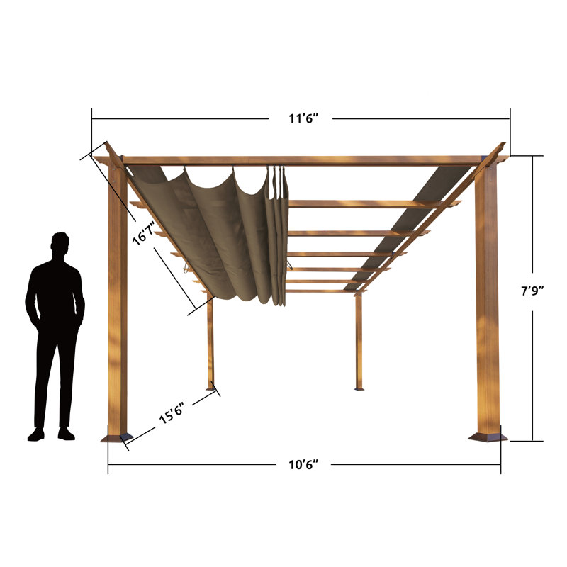 Canadian Cedar 11' x 16' Pergola with Cocoa Canopy