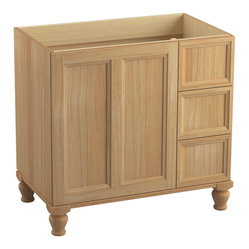 Base de meuble-lavabo en damas seulement avec pieds de meuble et 2 portes, Chêne blanc kaki