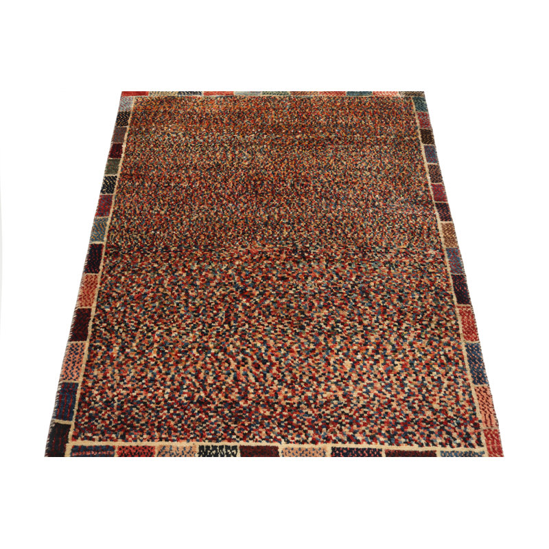 One-of-a-Kind Hand-Knotted 1960s 3'3" x 3'11" Wool Area Rug in Brown