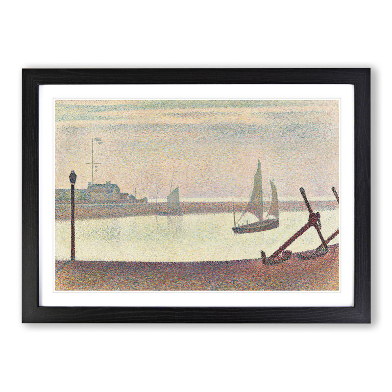 The Channel at Graveline Vol.2 by Georges Seurat - Picture Frame Painting, Black Framed, 27cm H x 36cm W x 2cm D