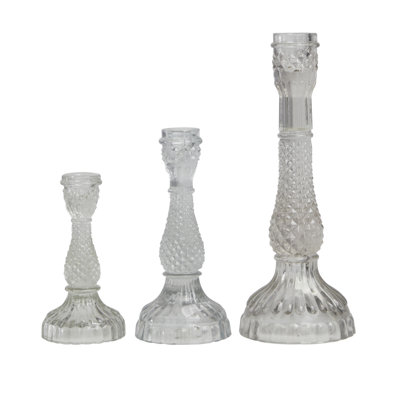  3 Piece Glass Tabletop Candlestick Set