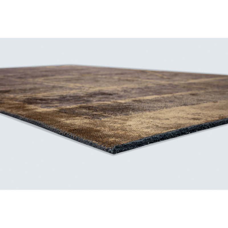 Tapis brun à motif abstrait de luxe, Rectangle 7 pi 10 po x 11 pi 2 po