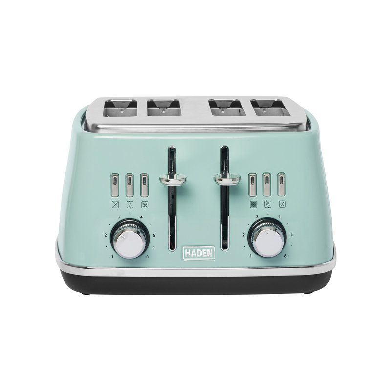 Haden Cotswold 4 Slice Extra Wide Slot Stainless Steel Toaster with Tray, Sage