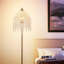 Lampe sur pied en cristal 3 lumières élégante avec motif cascade rétro, perles en cascade et base en marbre pour la maison ou le bureau