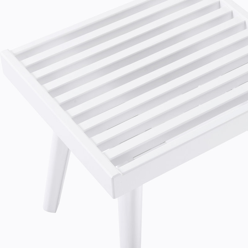 Banc à lattes en bois massif Larwich, 19 po de long, blanc