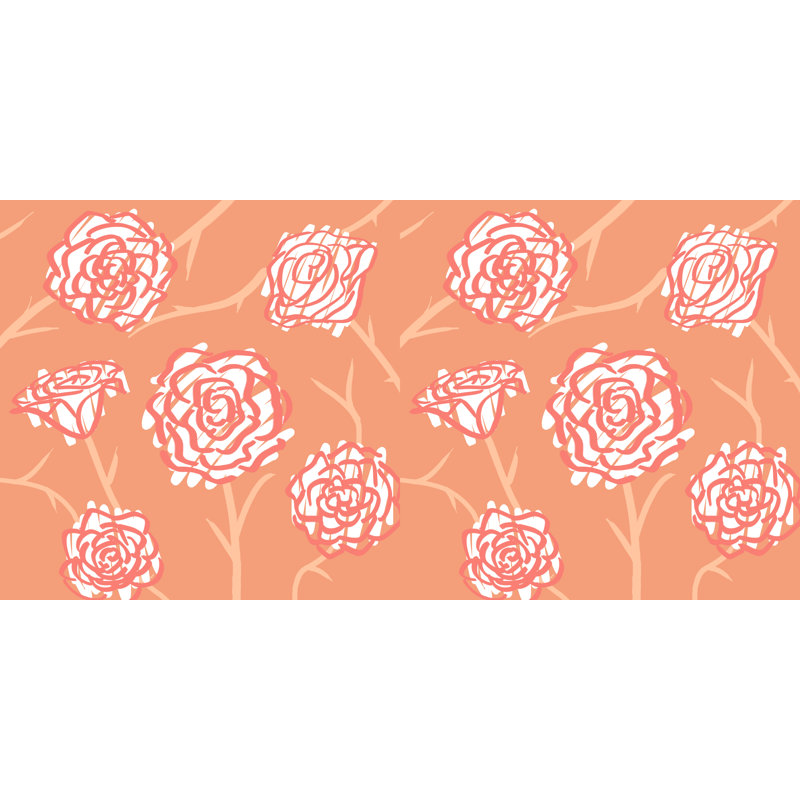 Housse et insert de coussin d'extérieur carré Botanical Blooms, 18 po x 18 po, Corail