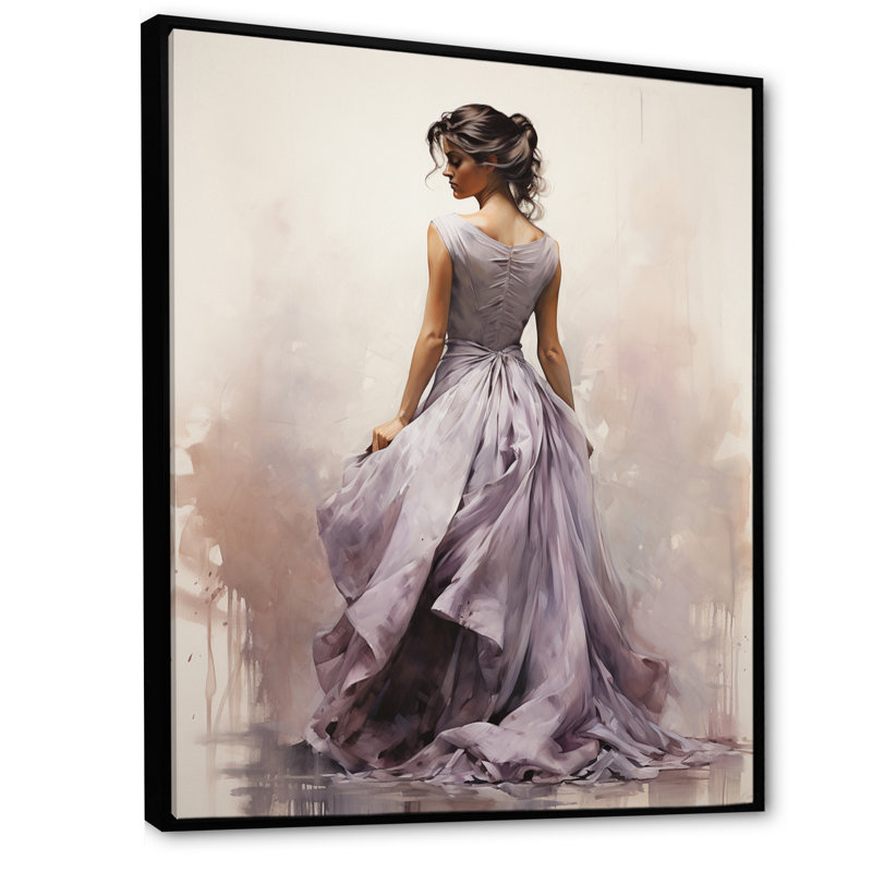 Décoration murale mauve, danse silencieuse - Portrait, H 40 po x l 30 po x P 1,5 po, Cadre flottant noir