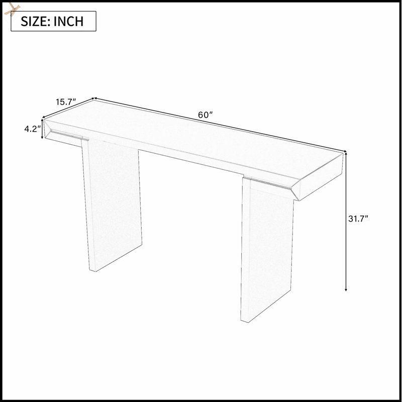 Large 60-Inch Console Table With Geometric Clean Lines, Stylish Entryway Table With Painted Finish And Adjustable Feet, Suitable For Living Room, Entryway, Hallway.
