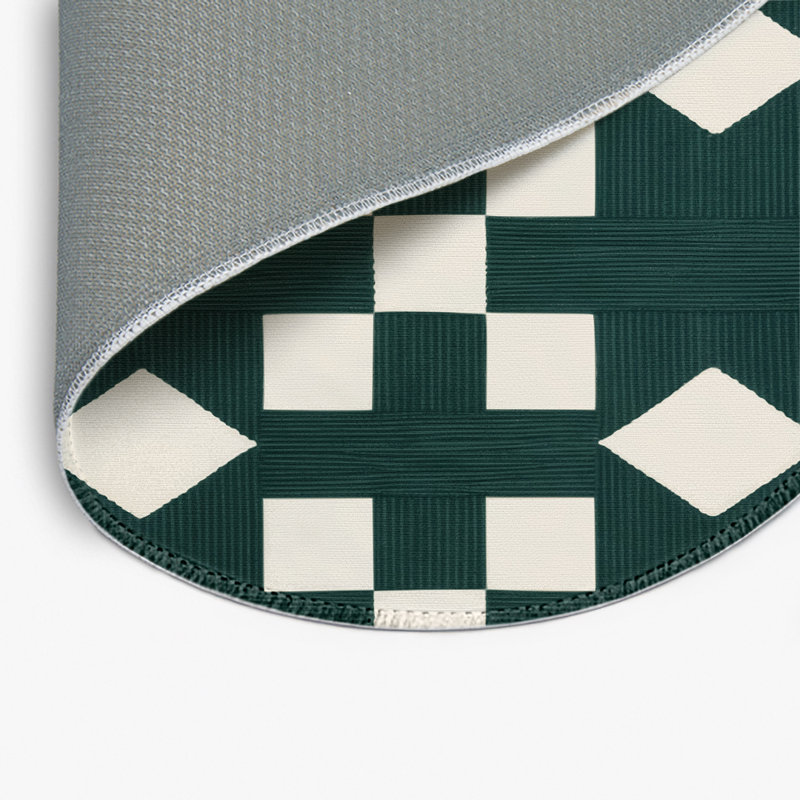 Tapis d'intérieur et d'extérieur à carreaux vert, Rond 5 pi