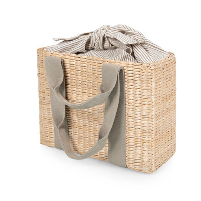 Parisian Seagrass Insulated Picnic Basket Tote Bag