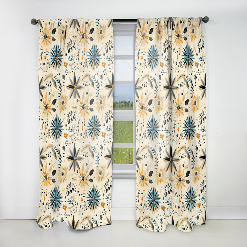 Nomadic Serenity Boho Pattern III - Bohemian Velvet Curtain - Room Darkening - 1 panel, 52" W x 63" L