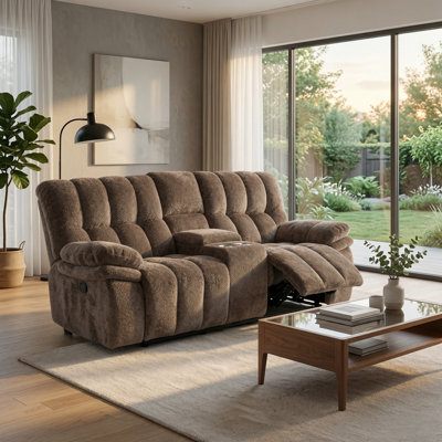 Causeuse inclinable manuelle avec console Heya, brun foncé, 81 po Heya