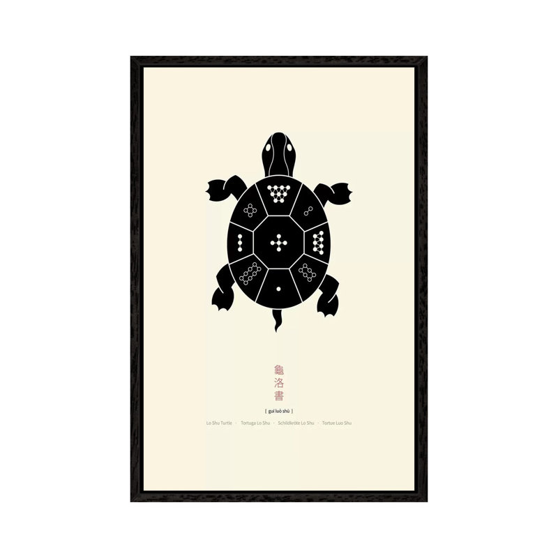 Turtle Lo Shu by Thoth Adan - Floater Frame Gallery-Wrapped Canvas Giclée on Canvas, Black, 101.6 cm H x 66.04 cm W