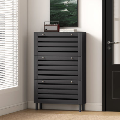 Armoire à chaussures avec tablettes réglables, noir